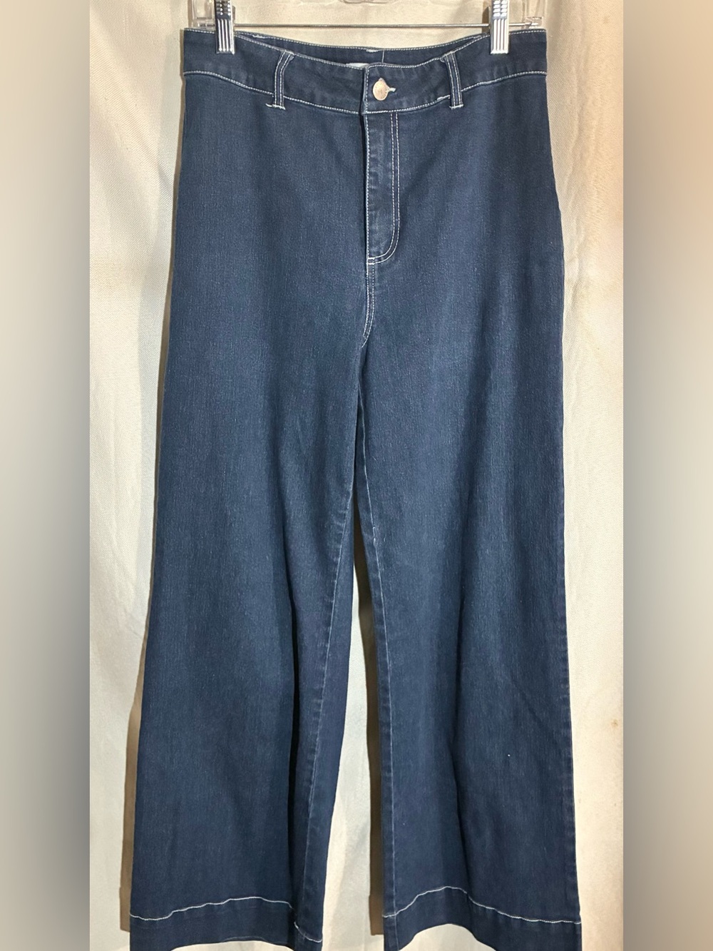 Avec Les Filles High Rise Jeans Sz 29 Dark Wash 30x30 wide Leg Trendy Stretch - Picture 11 of 11